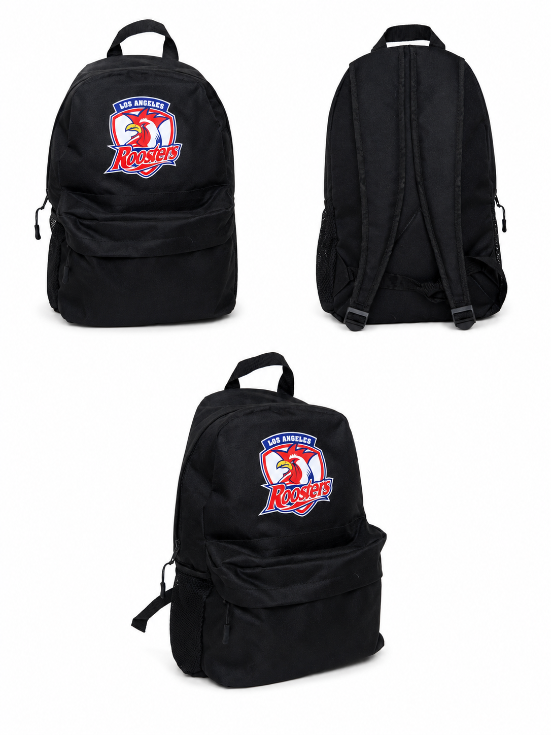 LA Roosters Kit Bag - front, side and back views